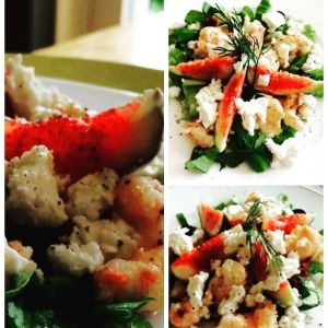 salade met kreeftjes en vijgen